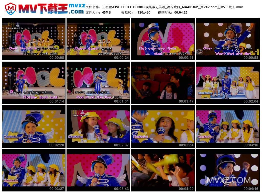 王祖蓝-FIVE LITTLE DUCKS(现场版)_英语_流行歌曲_MA405162